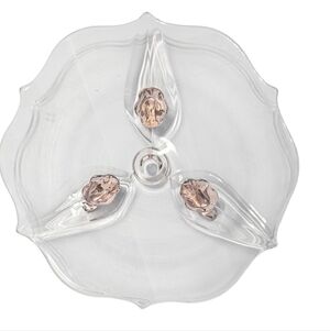 Vintage 8" Pink Depression Glass Three-footed Serving Petal Pink Plate